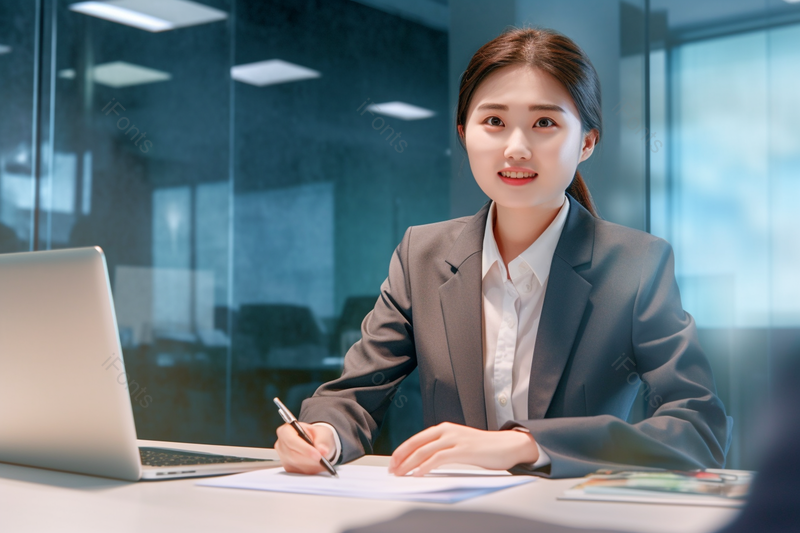 商务女白领自信笑容接待顾客,高清,摄影图,摄影图片,图片大全,摄影图免费下载